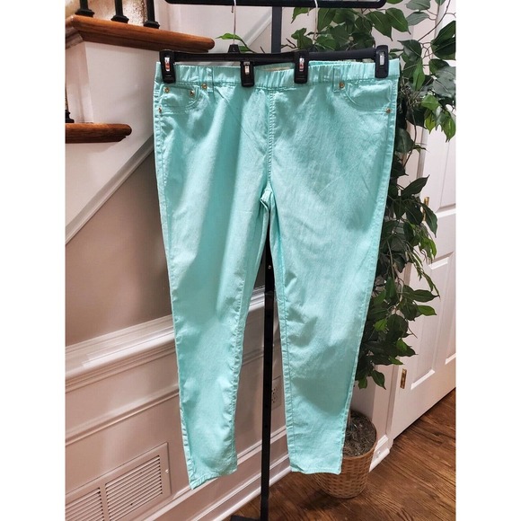 Unbranded Denim - Women's Aqua Cotton & Polyester Mid Rise Pull On Casual Jeggings Pants Large